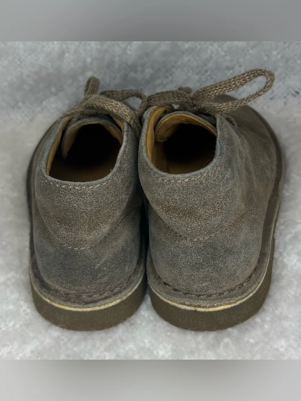 Clark Original Boys Suede Look (Leather) Boots in Taupe Size 9W